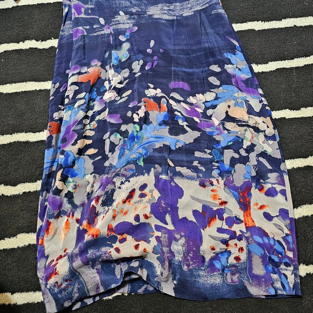 Anthropologie Coquille Japonica Silk Water Color Dress Size 4 - Picture 8 of 10